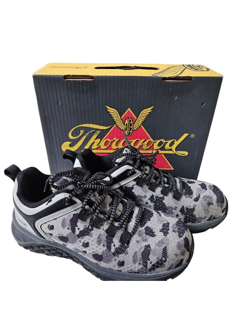 Thorogood Composite Safety Toe Sneakers Gray Camo Mens 7.5 W Wide